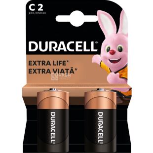 Duracell D, 2 шт., 1.5 V, Батарейки щелочные LR20