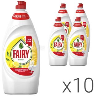 Fairy, Упаковка 10 шт. х 1 л, Рідкий засіб для миття посуду Фейрі Лимон