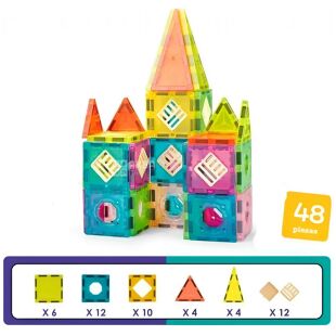 Magnetic DIY, Магнитный конструктор Строительные блоки, разноцветный, 48 деталей, 4+ лет