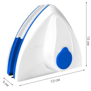 Щетка для мытья окон двухсторонняя с резервуаром, магнитная, для тонких стеклопакетов, 15×13 см