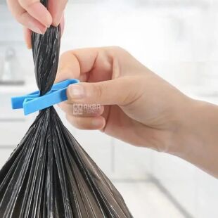 Затискач-кліпса для сміттєвого пакета, 10 шт., блакитна, пластикова