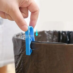 Затискач-кліпса для сміттєвого пакета, 10 шт., блакитна, пластикова