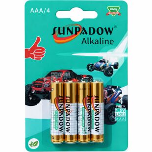 Sunpadow, АА, 4 шт., 1,5 V, Батарейки алкалінові, LR6