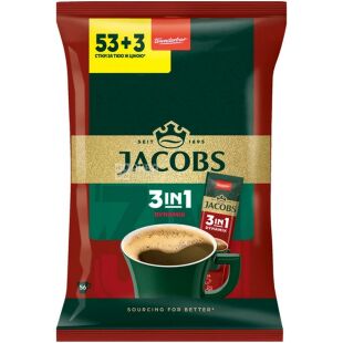 Jacobs 3 в 1 Dynamix, 56 шт. х 12 г, Кава Якобс Дінамікс, розчинний в стіках
