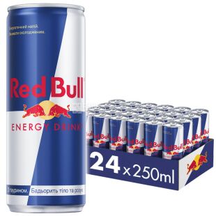 Red Bull, упаковка 24 шт. по 0,25 л, Напій енергетичний Ред Булл