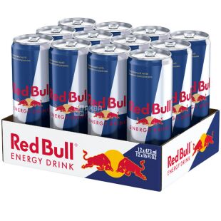 Red Bull, упаковка 12 шт. по 0,47 л, Напій енергетичний, безалкогольний, газований