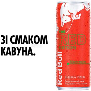 Red Bull, Watermelon, 250 мл, Напій енергетичний, зі смаком кавуна, безалкогольний