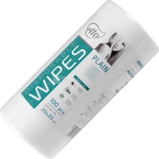 Etto, 100 шт, Салфетки спанлейс, одноразовые, гладкие, 20х20 см