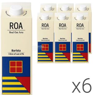 Roa Barista, Упаковка 6 шт. х 1 л, Молоко вівсяне Бариста Роа, органічне