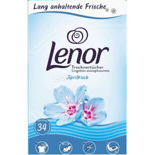 Lenor aprilfrisch, 34 шт., Салфетки ароматизированные для сушильной машины Апрельская свежесть, Ленор