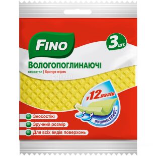 Fino, 3 шт., Серветки вологопоглинаючі Фіно, 160 х 155 мм, жовті