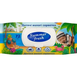 Summer fresh, 72 шт., Саммер Фреш, Вологі серветки для дітей, з клапаном