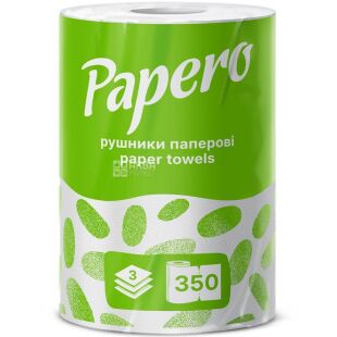 Papero, 1 рул., Бумажные полотенца Паперо, 3-х слойные, 44 м, 350 отрывов, 225х125 мм