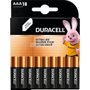 Duracell Much longer,  AAA, 18 шт., 1.5 V, Батарейки щелочные, LR03