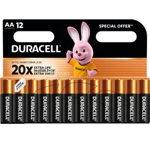 Duracell АА,12 шт., 1,5 V, Батарейки щелочные, LR6