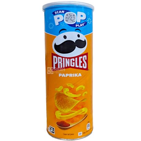 Pringles Paprika, 165 г, Чипсы картофельные, Принглс паприка, тубус