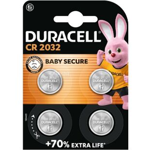 Duracell, 4 шт., 3V, Батарейка літієва, кругла, CR2032