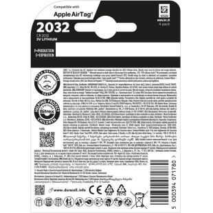 Duracell, 4 шт., 3V, Батарейка літієва, кругла, CR2032