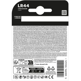 Duracell, 2 шт., 1.5V, Батарейка лужна, кругла, LR44