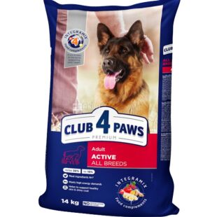 Club 4 Paws Adult All Breeds Active, 14 кг, Сухой корм для взрослых активных собак Клуб 4 лапы