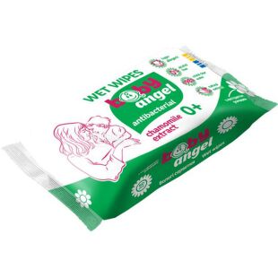BABY angel, 60 шт., Серветки вологі антибактеріальні, ромашка, 0+, без клапана