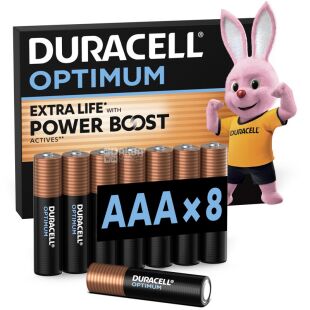 Duracell Optimum, ААА, 8 шт., 1,5V, Батарейки лужні, LR03