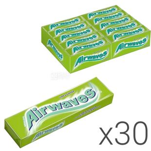 Airwaves Lime & Ginger, Упаковка 30 шт. х 14 г, Жевательная резинка Лайм и имбирь, Эирвейвс