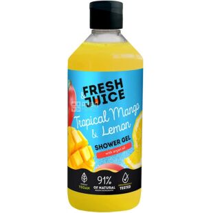 Fresh Juice Tropical Mango & Lemon, 473 мл, Гель для душа Манго и Лимон, Фреш Джус