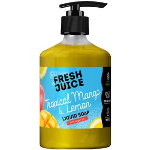 Fresh Juice Tropical Mango & Lemon, 460 мл, Рідке мило для рук Манго та Лимон, з дозатором, Фреш Джус