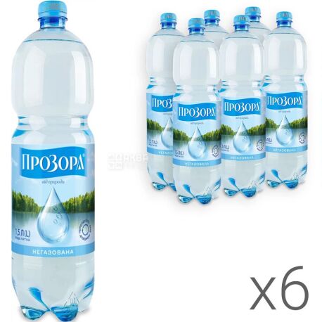 Прозора, 1,5 л, Упаковка 6 шт., Вода минеральная негазированная, ПЭТ
