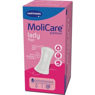 Hartmann MoliCare Premium, 28 шт., Прогладки урологические абсорбирующие при недержании мочи, 0,5 капель, 175 х 76 мм