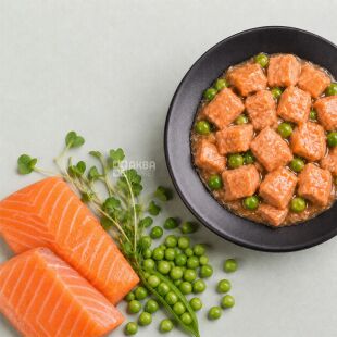 Savory, 85 г, Влажный корм для кошек Лосось с горошком в соусе, Сейвори