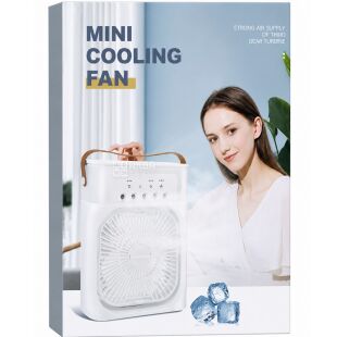 Clever Mini Cooling fan, Портативний вентилятор-зволожувач з LED підсвічуванням та резервуаром для води, білий
