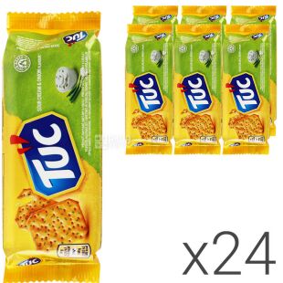 Tuc, Упаковка 24 шт. х 100 г, Тук, Печенье крекер со вкусом сметаны с луком
