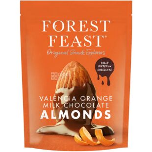 Forest Feast Orange chocolate almonds, 120 г, Миндаль в молочном шоколаде с апельсином, Форест Фест