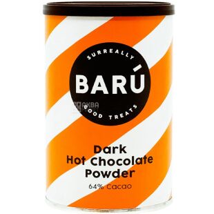 Baru Dark Hot Chocolate, 200 г, Растворимый горячий шоколад, темный, 64%, Бару, ж/б