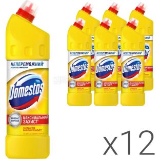 Domestos, 1 л, Упаковка 12 шт., Доместос, Засіб для чищення, універсальний, Лимонна Свіжість Доместос