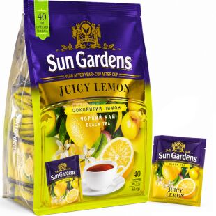 Sun Gardens Juicy Lemon, 40 шт. х 1,7 г, Чай чорний Соковитий лимон, Сан Гарденс