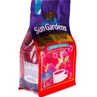 Sun Gardens Spring Raspberry, 40 шт. х 1,7 г, Чай травяной с ягодами и цветами Весенняя малина, Сан Гарденс