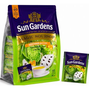 Sun Gardens Magic Soursop, 40 шт. х 1,5 г, Чай зелений Магічний Саусеп, Сан Гарденс
