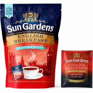 Sun Gardens English Breakfast, 100 шт. х 2 г, Чай чорний Англійський сніданок, Сан Гарденс