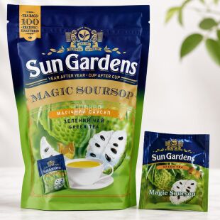 Sun Gardens Magic Soursop, 100 шт. х 1,5 г, Чай зелений Магічний Саусеп, Сан Гарденс
