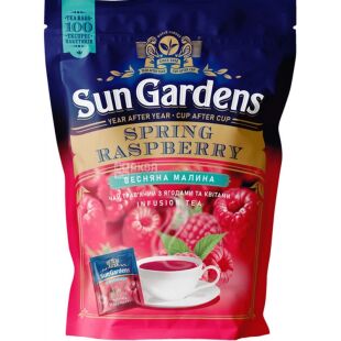 Sun Gardens Spring Raspberry, 100 шт. х 1,7 г, Чай травяной с ягодами и цветами Весенняя малина, Сан Гарденс