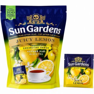 Sun Gardens Juicy Lemon, 100 шт. х 1,7 г, Чай чорний Соковитий лимон, Сан Гарденс