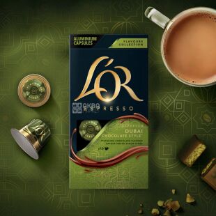 L'OR Espresso with Dubai Chocolate, 10 шт., Кава мелена в капсулах Еспресо з дубайським шоколадом, арабіка