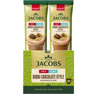 Jacobs Dubai Chocolate Style Cappuccino, 10 шт. х 19,5 г, Напій кавовий зі смаком дубайського шоколаду Якобз Капучино, в стіках 