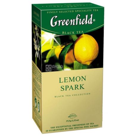 Greenfield, Lemon Spark, 25 пак., Чай Гринфилд, Лемон Спак, черный с лимоном 