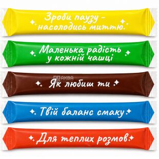 Clever, 100 шт. х 4 г, Сахар в стиках белый кристаллический, с пожеланиями
