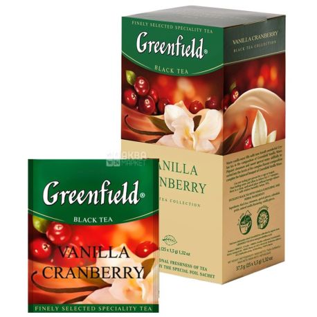 Greenfield, Vanilla Cranberry, 25 пак., Чай Гринфилд, Ванилла Крэнберри, черный с ароматом ванили