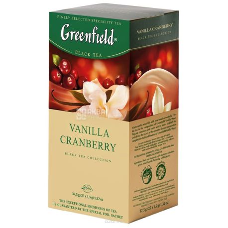 Greenfield, Vanilla Cranberry, 25 пак., Чай Гринфилд, Ванилла Крэнберри, черный с ароматом ванили